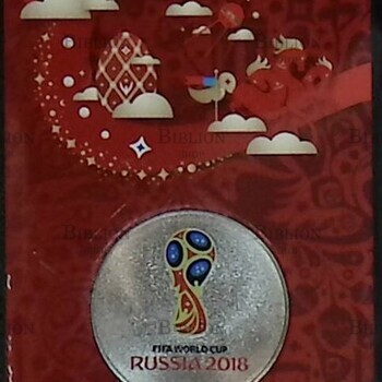 "Монета Чемпионат мира по футболу.Эмблема (цветная) FIFA 2018 в России "25 рублей 2016 год ММД Россия ( АНЦ UNC) - Biblion.shop
