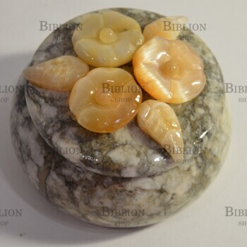 Сувенир Шкатулка  с цветами из натурального камня (Ангидрит,селенит) - Biblion.shop 