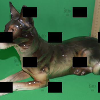 Статуэтка "Лежащая овчарка" большая (Фаянс,аэрография, Hertwig & Co,Германия 958-1990 гг) - Biblion.shop 